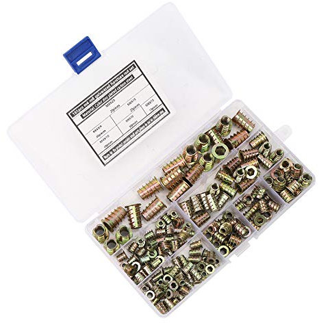 Fafeicy 165Pcs Sechskant Gewindeeinsatzmutter, Möbelmutter aus verzinktem Holz Set Farbbeschichteter Kohlenstoffstahl, für Verbindungen zwischen Möbeln, Mutter