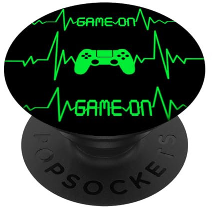 PopSockets Gamer Heartbeat Video Game On Lover Gift PopSockets PopGrip: Ausziehbarer Sockel und Griff für Handys/Tablets mit Tauschbarem Top