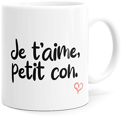 Mug Humour Amour Petit Con Tasse Message drôle. Idée Cadeau Original Amis Couple Amoureux Collègue Frère Sœur Mari Femme Fiancés pour Anniversaire St Valentin Noël. Souriez dès le Réveil