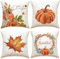 4er Set Thanksgiving Dekorative Kissenbezüge, Herbst Kissenbezüge Zierkissenbezug Kissenhülle, Leinen Kürbis Ahorn Blätter Überwurf Kissenbezug Für Büro Schlafzimmer Auto Dekoration, 45 X 45cm