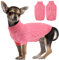 Hundepullover Fleece Kleine Hunde, Haustier Chihuahua Pullover, Winter Warmer Rollkragen Hundebekleidung Strickpullover für Hunde, Mops Pink L