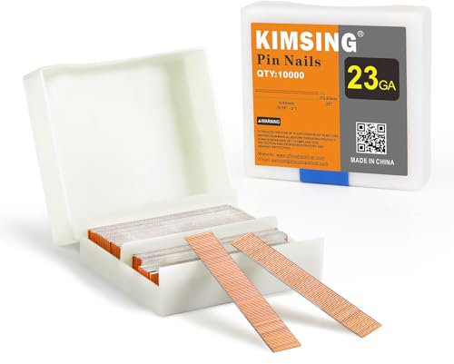 KIMSING P612 Chiodi a spillo in rame, calibro 23 10000 PCS/scatola, perni senza testa di 12 mm di lunghezza adatti a chiodatrici pneumatiche e a spillatrici ad aria compressa