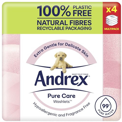 Andrex Pure Care Washlets Moist Toilet Tissue Multipack (4 x 36 Sheets), White