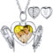 Supcare Frauen Silber Flügel Herz Halskette Medaillon aufklappen Custom Öffnen Medaillon Damen Locket Necklace Kette Foto 56cm Halskette Anhänger Personalisiert Schmuck für Cocktail Geburtstag