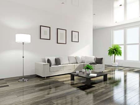 adrium AluVerbund-Bild 120 x 90 cm: Wohnzimmer mit Sofa und Holztisch (21192638)
