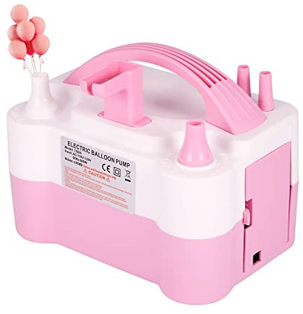 SPOWAY Bomba para Inflador Globos, Bomba de Globo de Aire eléctrica con 2 Anudador 110V 600W Inflador/soplador de Globos eléctrico portátil de Doble Boquilla para decoración de Fiestas