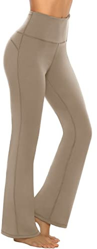 Persit Damen Schlaghose Yogahose, High Waist Freizeithose Sporthose Jazzpants Khaki - M