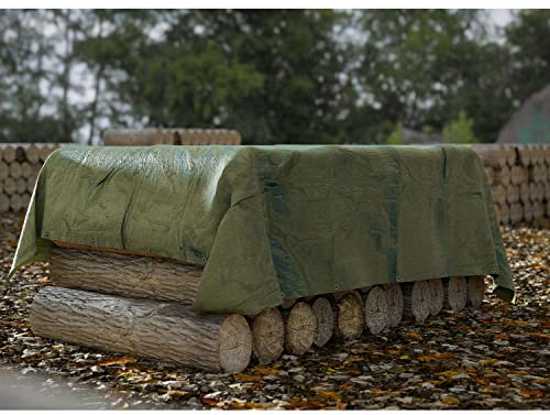 Mojawo Abdeckplane Abdeckung mit Ösen zB. für Holzstapel oder auch als Untergrund 4m x 5m sehr hochwertig 150g/m² wasserdicht UV-beständig