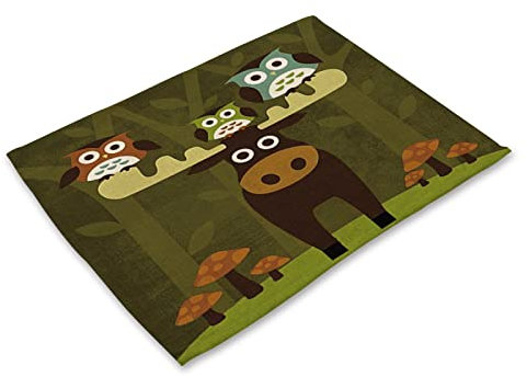 Platzsets Abwaschbar Eule Platzdeckchen Rutschfestes,Platzsets,Tischuntersetzer,Tischunterlage Esstisch 30 X 40 cm,Verwendung Zu Hause, in Cafés, Restaurants