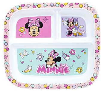 Minnie Mouse Speiseteller für Kinder, unterteilt, 3 Fächer, Rosa