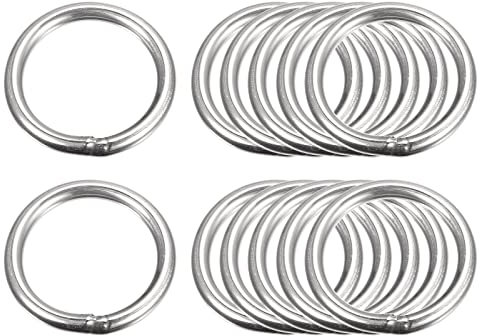 sourcing map 12 Stück O Ringe Edelstahl 304 Metallringe, 35 mm Außendurchm. 4 mm Dicke Geschweißter O-Ring für Befestigung Schrauben Haken Campinggürtel Hundeleinen Taschen Paracord Zubehör