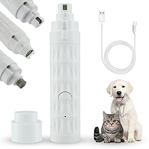 Lime à Ongle Chien, Broyeur à Ongles pour Chien avec Lumières LED, Coupe-Ongles Electrique pour Chien et Chat (Blanc)