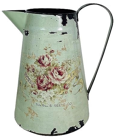 Deko Krug Zink Rose Zinkkrug Gießkanne Zinkkanne Wasserkrug Landhausstil 4L
