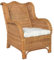 JUNZAI Sessel mit Kissen, Sessel Wohnzimmer, Lesesessel, Stillsessel, Fernsehsessel, Hellbraun Natur-Rattan und Leinen