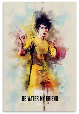 Bruce Lee Aquarell-Leinwand-Poster, dekoratives Gemälde, Leinwand-Wandposter und Kunstdruck, modernes Familienschlafzimmer-Dekor-Poster, 20 x 30 cm