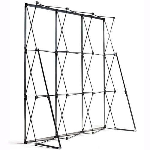 XILYZMO Poster Sign Stand, Annual Meeting Signature Menu Notice Stand, Wedding Adjustable Advertising Rack, ABS Connector Wire Mesh Display Stand For Stage Kt Board (Color : Black, Size : 209x120in