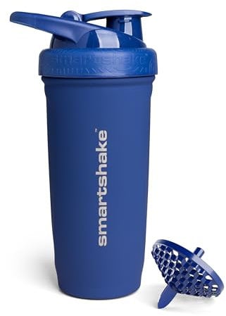 Smartshake Reforce Stainless Steel Protein Shaker Bottle 900 ml | 30 oz - Leakproof Screw-on Lid - BPA Free - Unisex - Navy Blue