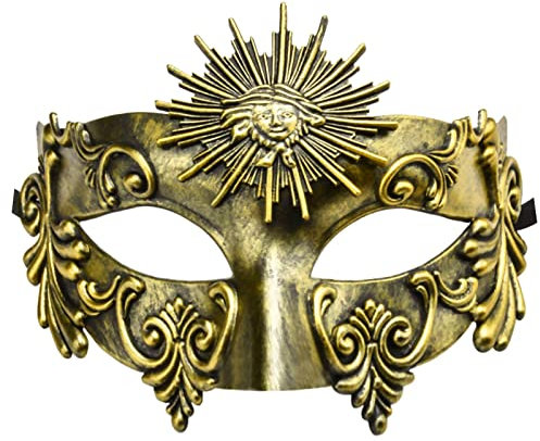 Lilwemen Antike Griechische Spartaner Krieger Römische Maskerade Maske - Männer Venezianische Hochzeitsball Karneval Burlesque Party (D-Gold)