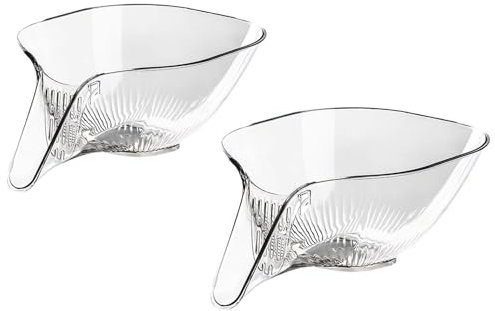 ZTZBFGM Cestello di Scarico Multifunzionale, cestello di Scarico per Frutta e Verdura per la Cucina, Unico Gadget da Cucina scolapasta a Mano con Maniglia,Trasparente,Pack of 2