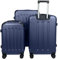 MY TRAVEL BAG Hartschalen-Koffer Reisekoffer ABS Koffer (Handgepäck-Mittel-Groß-Set) 4 Doppel-Rollen Trolley (Dunkelblau, 3er Set)