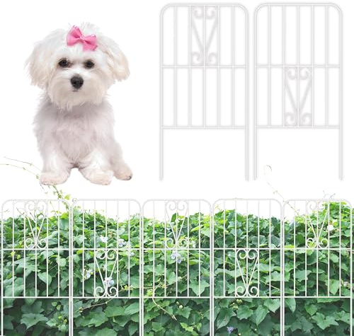 ShopLaLa Barriera decorativa da giardino per animali da giardino, 10 pannelli, totale 3,7 m (lunghezza) x 61 cm (altezza) recinzione in filo metallico antiruggine, bordo floreale per paesaggio, patio,
