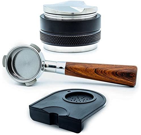 Iunipusy 54 mm Bodenloser Kaffee Siebträger + 53 mm Espresso Kaffeeverteiler & Tamper + Tamp Matte für 870/875/878/880 Express, Kaffeemaschine Kaffeehaus Haushalt
