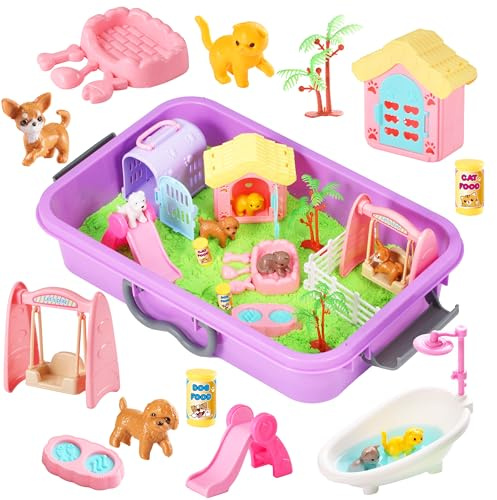 Carolart Pet Sensory Bin, Dog & Cat Sand Box Play Sand Kit, Sensory Toys