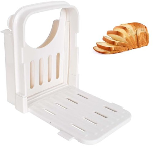 Trancheuse à Pain Coupe-Pain Pliable Toasts Outils de Coupe Trancheuses à Pain en Plastique Réglable Machine à Trancher pour Pain Fait Maison Gâteaux au Pain Jambon Fromage