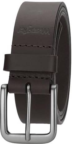 Wrangler Herren-Gürtel aus genarbtem Echtleder, 35 mm dick, lässiger Gürtel für Jeans, Hosen, 35 mm, braun, 40 (waist 37-38)