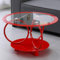 REBOTZ Table Basse Ronde pour Salon, Design Unique et Moderne, en Verre avec Pieds en Fer, pour Petit Espace 70x70cm Rouge