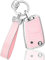 BLINGOOSE Schlüsselhülle Cover für VW Volkswagen Polo Golf 7 MK7 Tiguan Touran T ROC Cross Taigo 3 Tasten Auto Schlüsselcover Schlüsselgehäuse Glitzer Schlüsselanhänger Frauen Girly Rosa Silber TPU