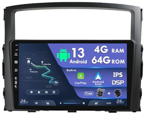 MISONDA 9 HD IPS Touchscreen Autoradio Android 14 Für Mitsubishi Pajero V80 V90 2006-2014-Kostenlos Rückfahrkamera-Mit Sat NAV GPS/BluetoothSpiegel Link/WLAN/Lenkradsteuerung/DAB-4G+64G