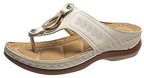Genérico CuñA Mujer Sandalias Azul Sandalias Fucsia Zapatos Sandalias gruesas Zapatos de sollable Ocio femenino Casual Outdoor Fashion Sandalias femeninas Hawaianas Mujer Chanclas (Beige, 40)
