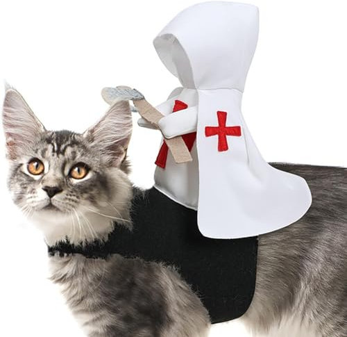 Ritterkostüm für Hunde, Kreuzritter-Stil, lustiges Haustierkostüm, Halloween-Cosplay-Outfit, Hundebekleidung für kleine, mittelgroße und große Hunde, ideal für festliche Anlässe und