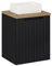 Lomadox Badezimmer Waschtisch 50cm, schwarz mit Eiche, gerillte Front, wandhängend, Keramikwaschbecken