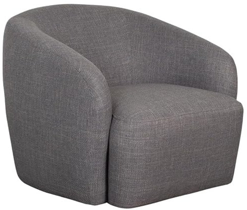 MR. DEKO® Loungesessel Loconia Grau I Drehbarer Polstersessel aus Stoff I Bequemer Dreh-Stuhl mit 360°-Funktion I Moderner Wohnzimmer Sessel mit Armlehnen I Lounge Sessel HxBxT 76x89x87 cm