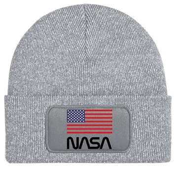NIMAMA Mütze Beanie NASA USA Wintermütze Statement Spruch Print Geschenk Unisex Strickmütze für Herren & Damen