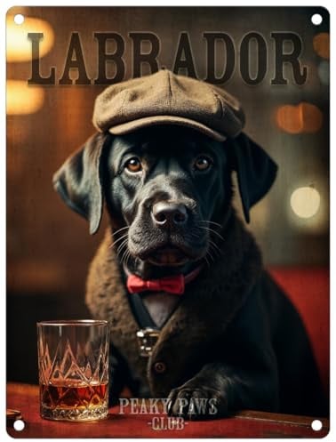 Small (150 x 200mm) Metal Sign - Peaky Paws Club - Black Labrador