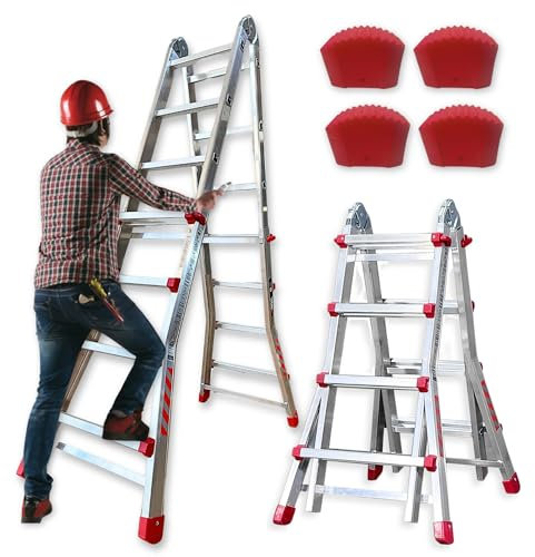 BTF Premium Escalera Telescópica hasta 16 Peldaños | Escaleras Plegables Aluminio | Escalera Extensible 5 Metros y 150kg | Multiposición Ladder | Escada Certificación EN131