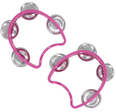 CashBeat Mini-Tamburine, Halbmond-Handheld, mit Glöckchen, 2 Stück | Rosa Kunststoff-Percussion-Instrumente für Kinder und Erwachsene, Schulmusikunterricht, Bandparty, Kirche, Großpackung