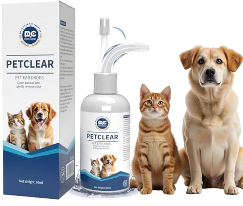 Ohrenreiniger hund Ohrenpflege für Hunde 60ml Ohrenreiniger stoppen Ohren Entzündungen und Juckreiz, Haustier Ohrreiniger für Hunde und Katzen, Hundeohrreinigungslösung, Schmutz, Geruchsentferner