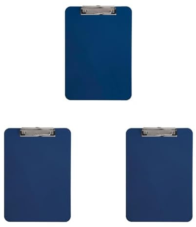 MAUL Klemmbrett A4 | Schreibbrett aus Kunststoff im DIN A4 Format | Clipboard zum Aufhängen | moderner Klemmer zur Aufbewahrung von Papier | für Büro, Küche und Werkstatt | Dunkelblau (Packung mit 3)