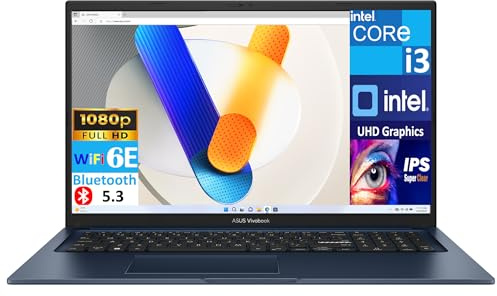 ASUS Vivobook 17 Everyday Value Laptop 17.3 IPS FHD Display (Intel i3-1215U, 8GB DDR4, 512GB SSD, Intel UHD, WiFi 6E, Webcam, Bluetooth 5.3, Win 11 Home)