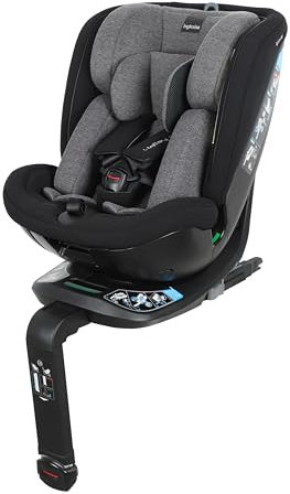 Inglesina Halley Pro, Schwarz, 360° Drehbarer Kindersitz ISOFIX, von 0 bis 12 Jahren (40–150 cm), Verstellbar und Atmungsaktiv, Zugelassen nach ECE R129/03