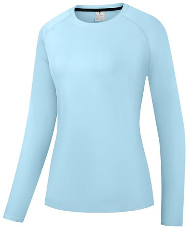 Women's Rash Guard UPF 50+ Sun Protection Long Sleeve T-Shirts Lightweight Quick Dry SPF UV Swim Shirt Blue 05-M