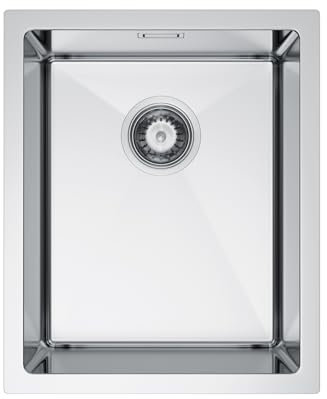Melanstar Fregadero de acero inoxidable, 37 x 45 cm kitchen sink, Fregaderos de un seno 1 lavabo, incluye sifón y orificio para grifo, Acier inoxydable argent