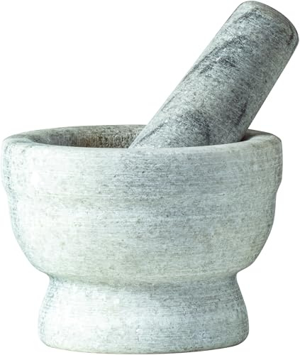 JADE TEMPLE Mortier en marbre avec pilon, grès, gris - 17438