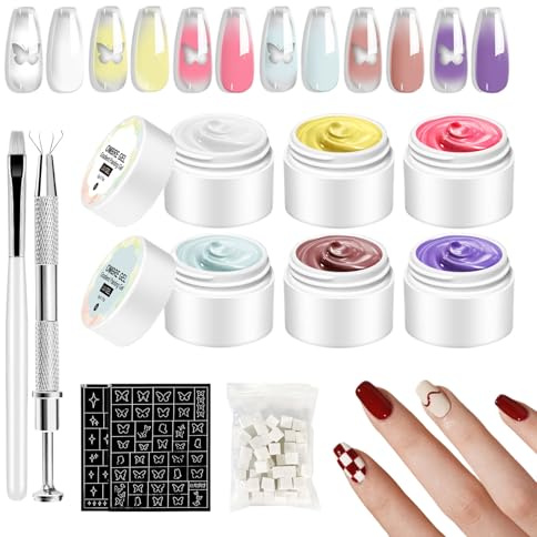 Erconsso Esmalte de Uñas en Gel | Kit Completo de Gel para Arte de Pintura con Degradado Natural en Uñas,Suministros para Escultura Sólida | Kit de Salón Natural para Principiantes, Viaje, Hogar,