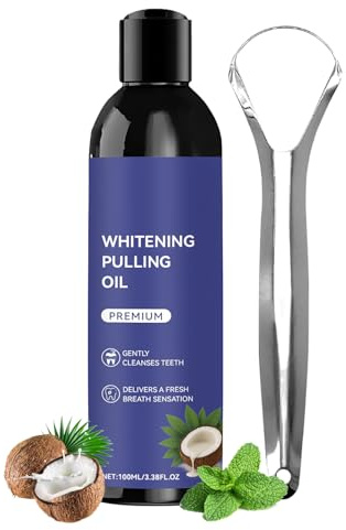 Oil Pulling Für Zähne Und Zahnfleisch - 100ml Spülung Mit Zungenschaber - Zahnspülhilfe Für Erwachsene Jugendliche Morgens Abends - Morgens Abends Vor dem Nach dem