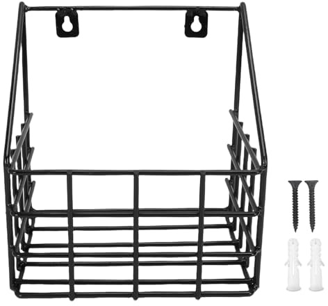 Greensen Panier de Rangement pour écurie, Panier Mural en Fil Métallique Organisateur de Box pour Chevaux 23,5x17,2x25,5 Cm avec Revêtement Métallique Noir pour Organisation de Sellerie